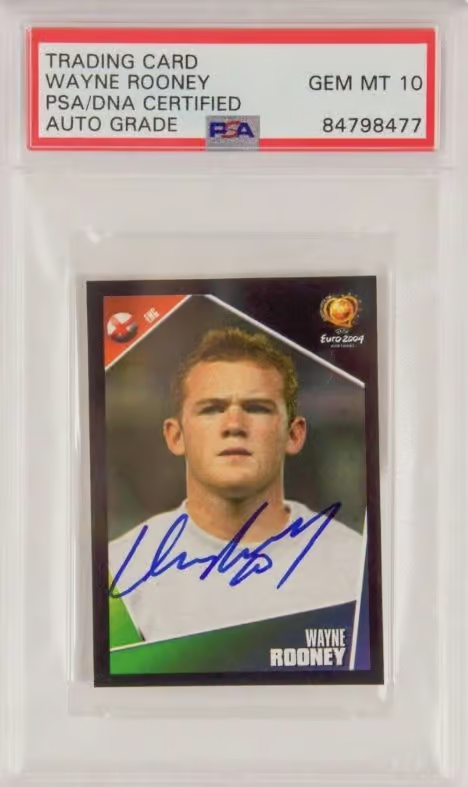 Wayne Rooney Signed 2004 Panini UEFA Euro Stickers #131 – PSA 10 Autograph