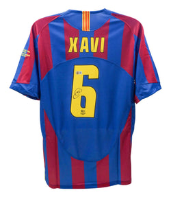 Xavi Hernandez Signed FC Barcelona Home Soccer Jersey #6 with Beckett COA