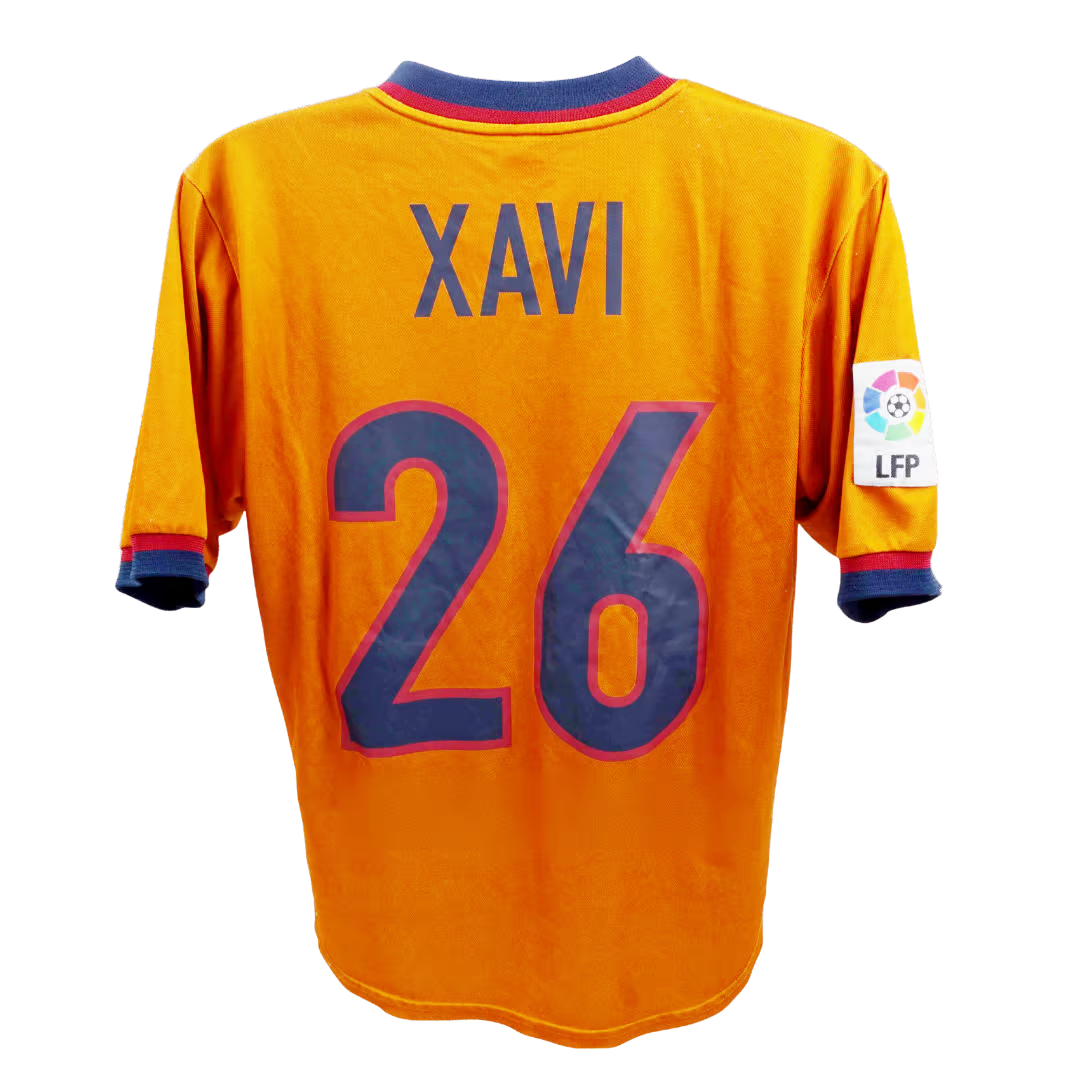 Xavi Hernandez Signed FC Barcelona Away Vintage Soccer Jersey with Beckett COA