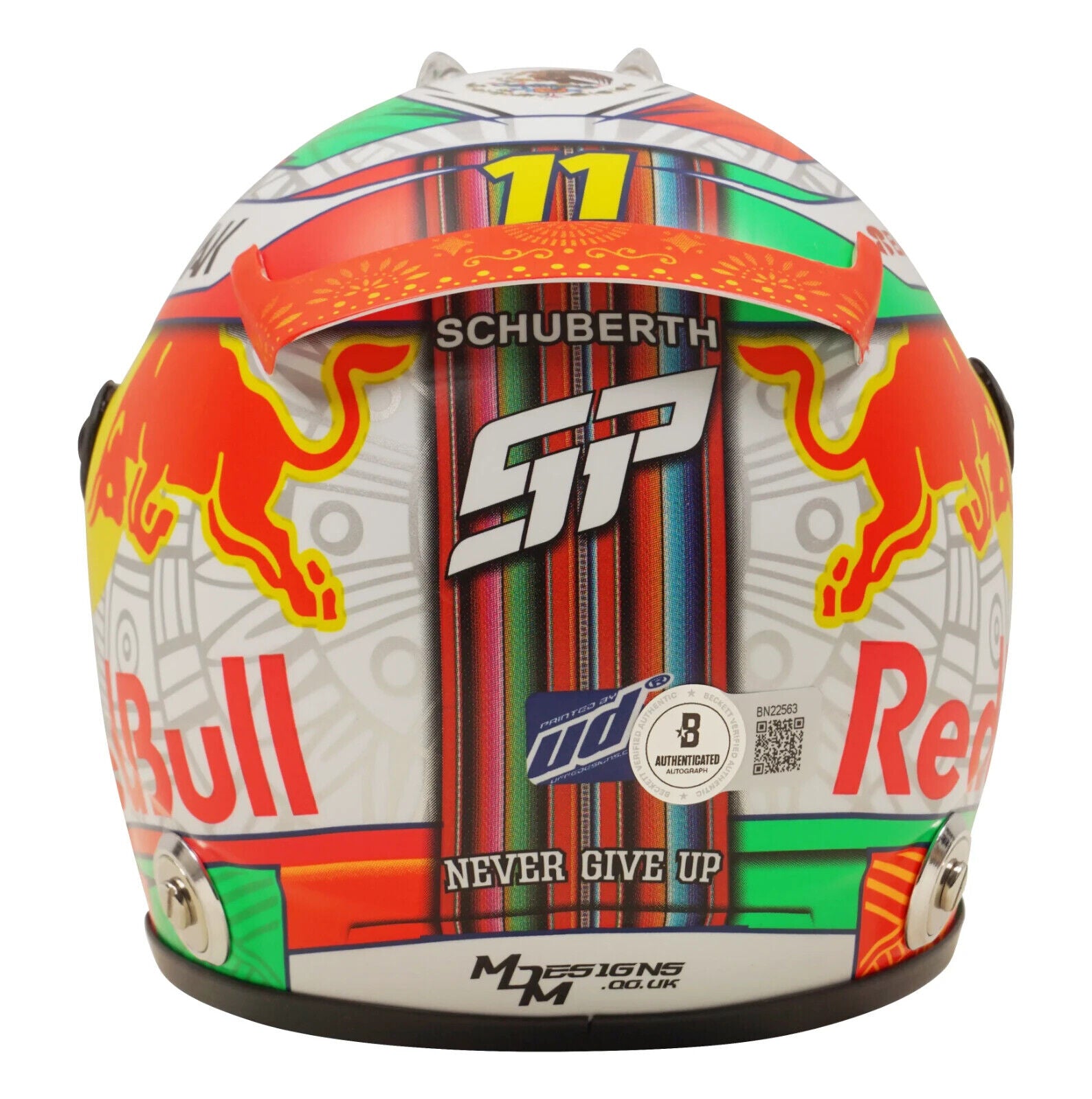 Sergio Perez Signed 2021 Mexico F1 RedBull Helmet 1:2 Scale with Beckett COA