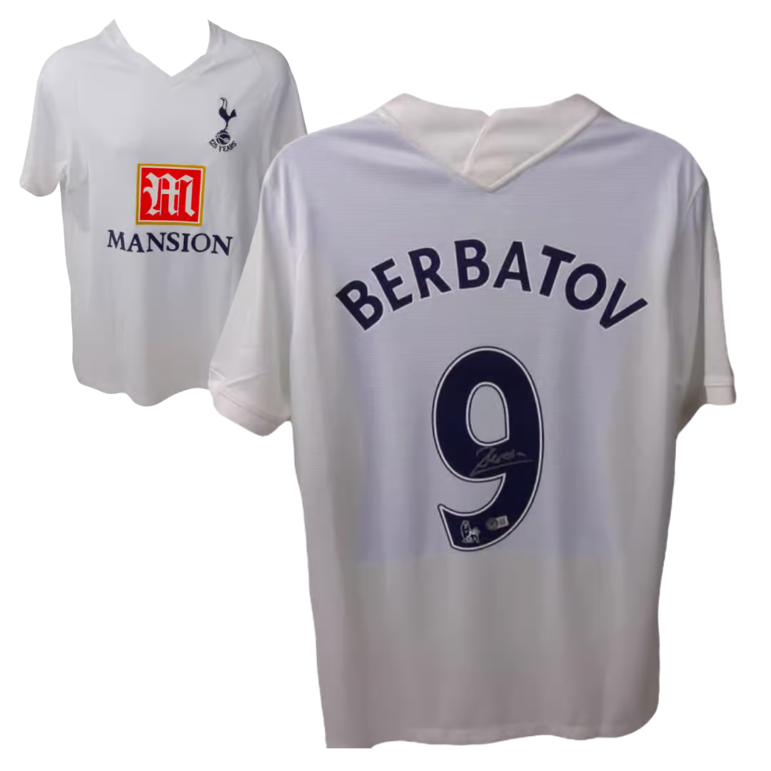 Dimitar Berbatov Signed Tottenham Hotspur Home Soccer Jersey #9 with Beckett COA