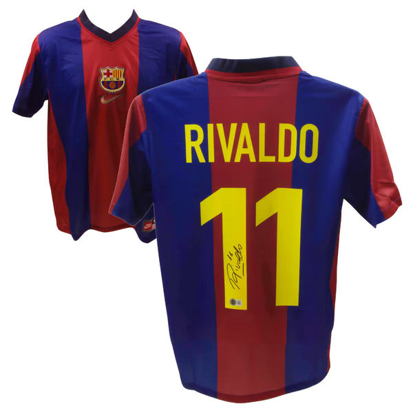 Rivaldo Signed FC Barcelona Home Soccer Jersey #11 with Beckett Witnes Rivaldo Signed FC Barcelona Home Soccer Jersey #11 with Beckett Witnes