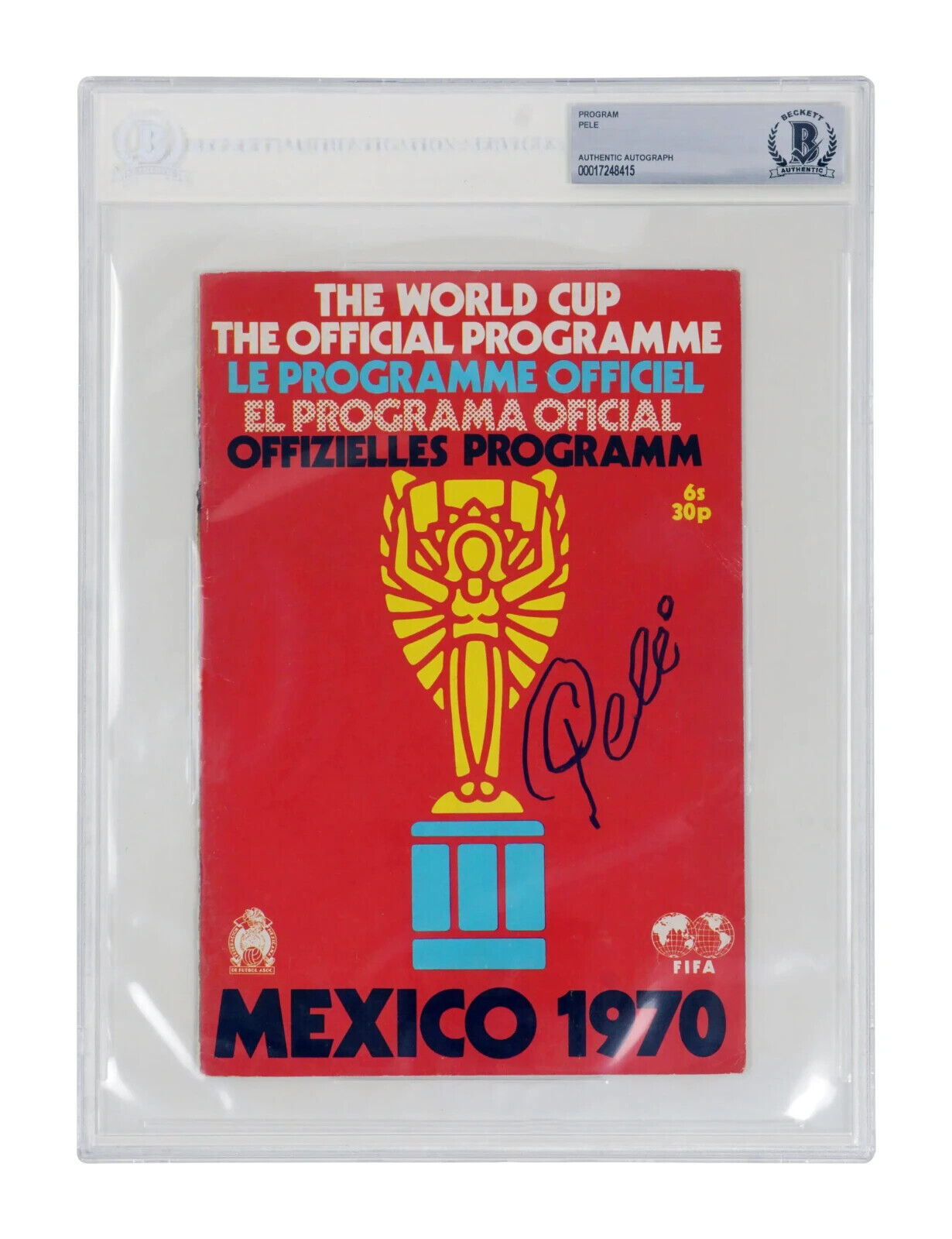 Pele Signed Mexico 1970 World Cup Official Soccer Program – BGS Authentic