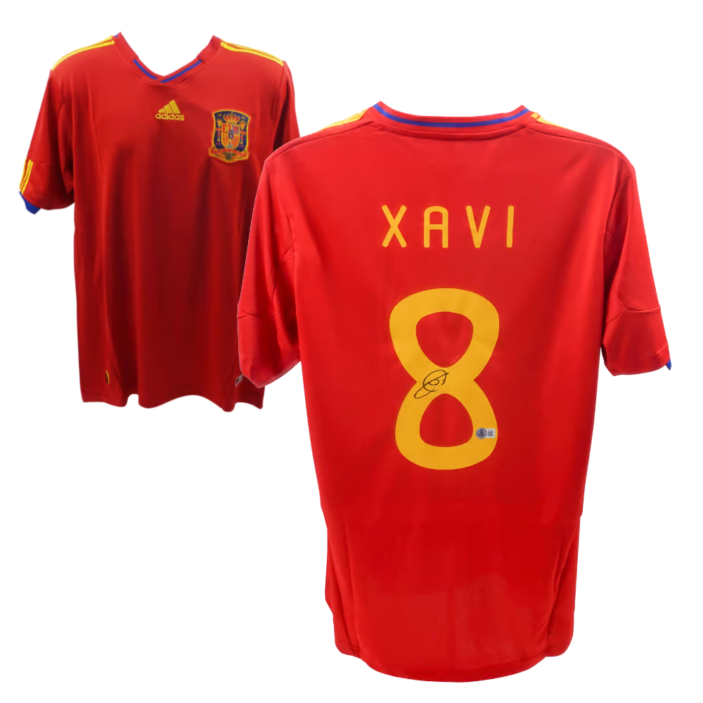 Xavi Hernandez Signed Spain FC Home Soccer Jersey #8 with Beckett COA