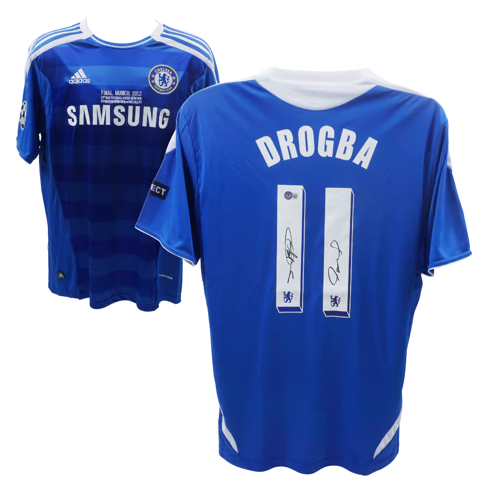 Torres & Drogba Signed 2012 UCL Final Chelsea Soccer Jersey with Beckett COA