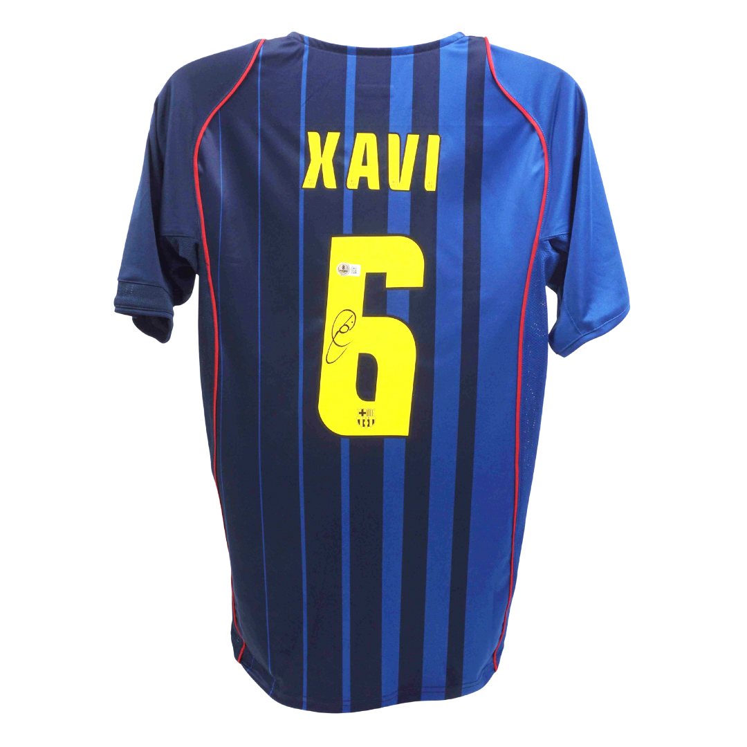 Xavi Hernandez Signed FC Barcelona Away Soccer Jersey #6 with Beckett COA