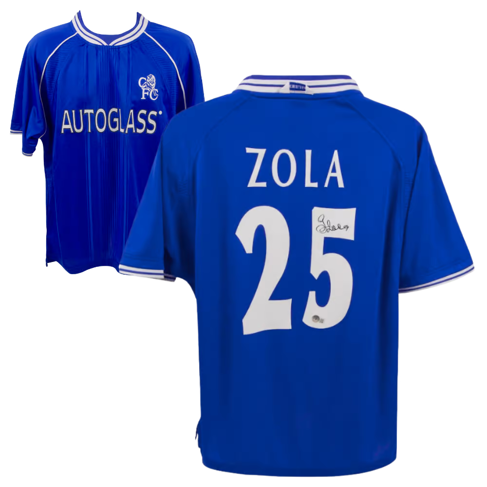 Gianfranco Zola Signed Chelsea Home Soccer Jersey #25 with Beckett COA