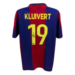 Patrick Kluivert Signed FC Barcelona Home Soccer Jersey #19 with Beckett COA