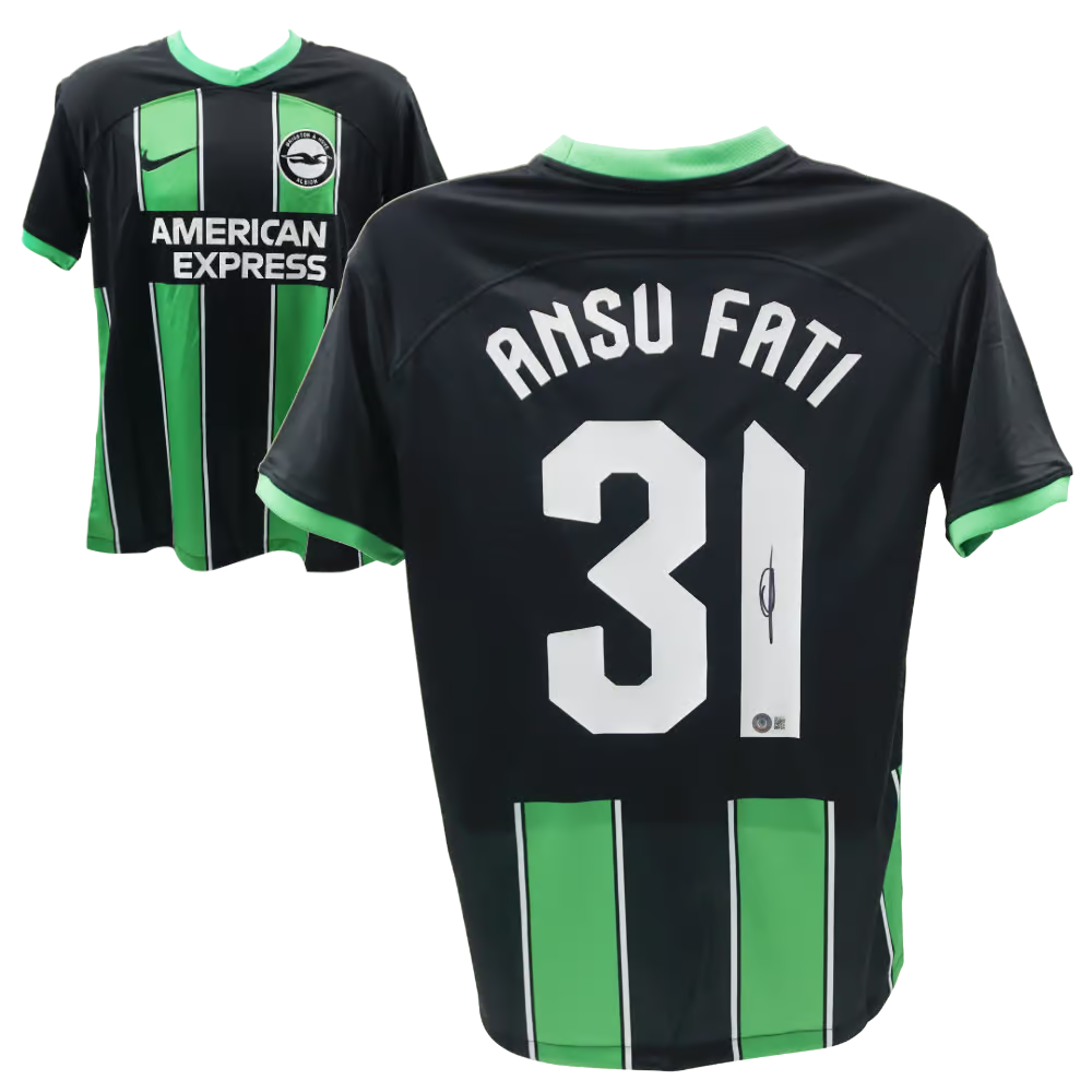 Ansu Fati Signed Brighton & Hove Albion Away Soccer Jersey #31 with Beckett COA