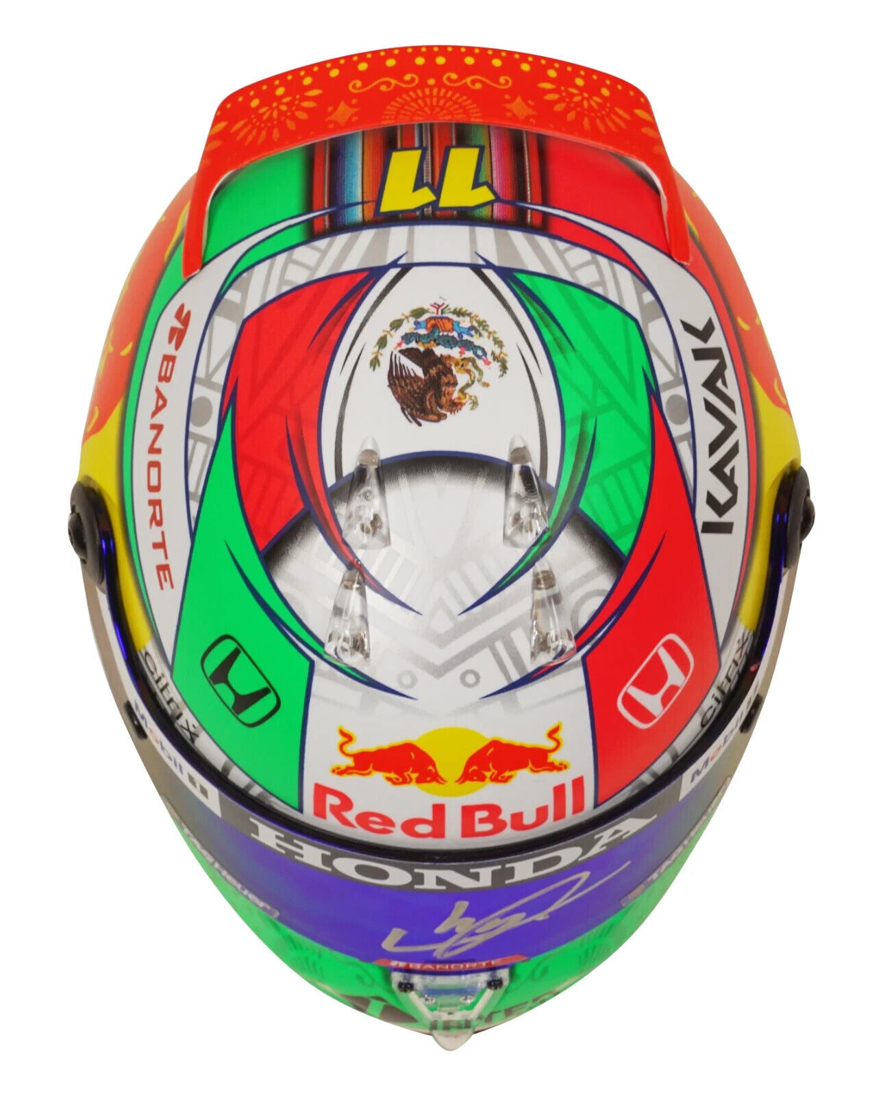 Sergio Perez Signed 2021 Mexico F1 RedBull Helmet 1:2 Scale with Beckett COA