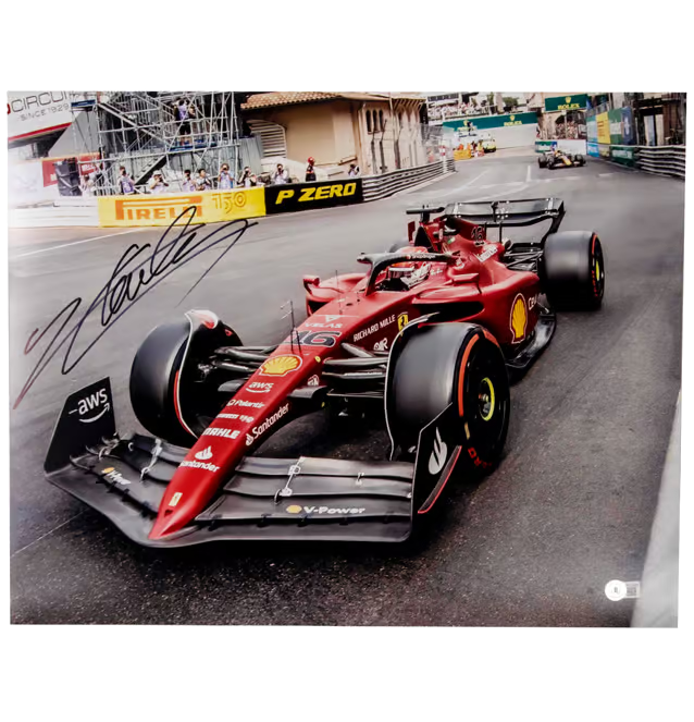 Charles Leclerc Signed Formula 1 Racing Print Size 16″ x 20″ with Beckett COA