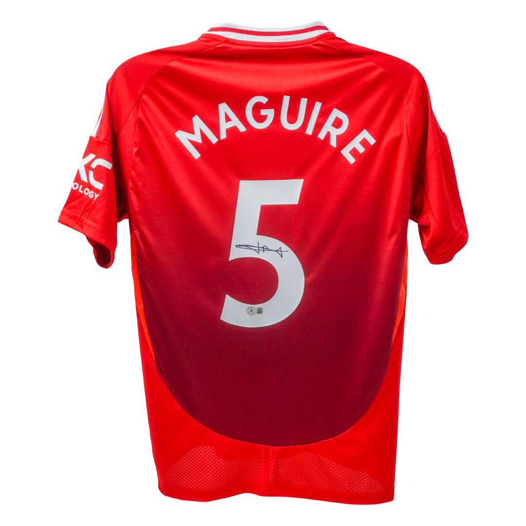 Harry Maguire Signed Manchester United Home Soccer Jersey #5 with Beckett COA