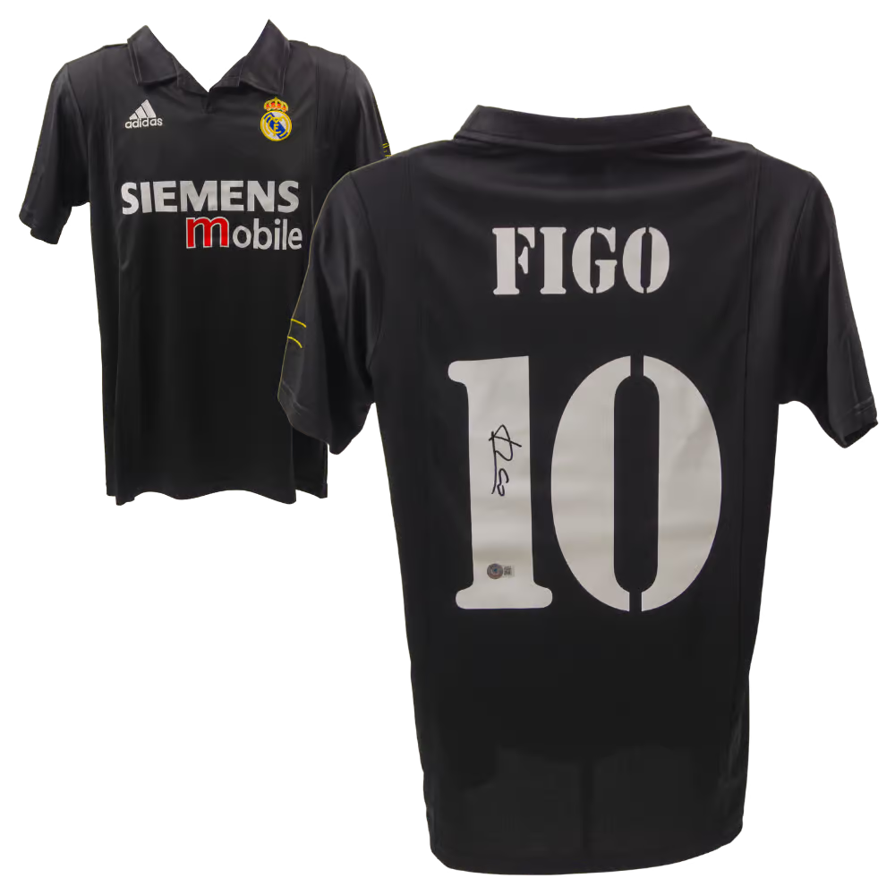 Luis Figo Signed Real Madrid FC Away Soccer Jersey #10 with Beckett COA