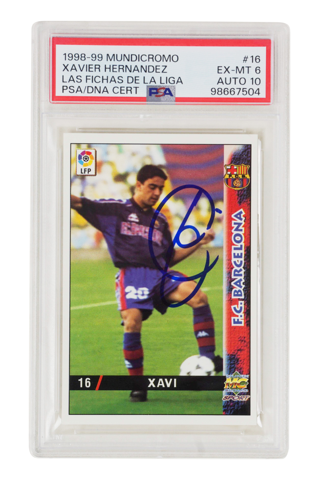 Xavi 1998-99 Mundicromo Las Fichas De La Liga Rookie Card – PSA 6 Autograph 10