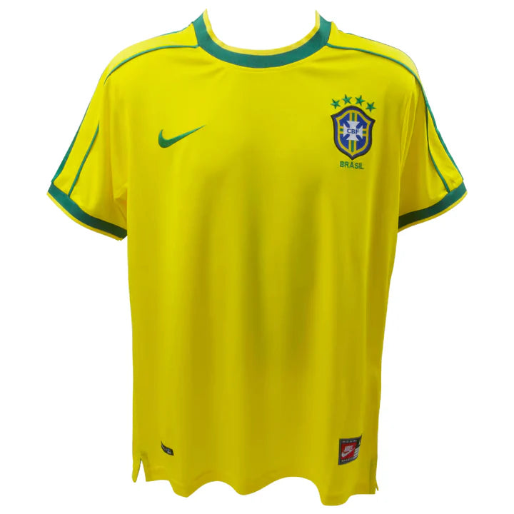 Framed Ronaldo Nazario Signed Brazil FC Home Soccer Jersey #9 with Beckett Witness