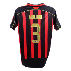 Paolo Maldini Signed AC Milan Home Soccer Jersey #3 with Beckett Witness