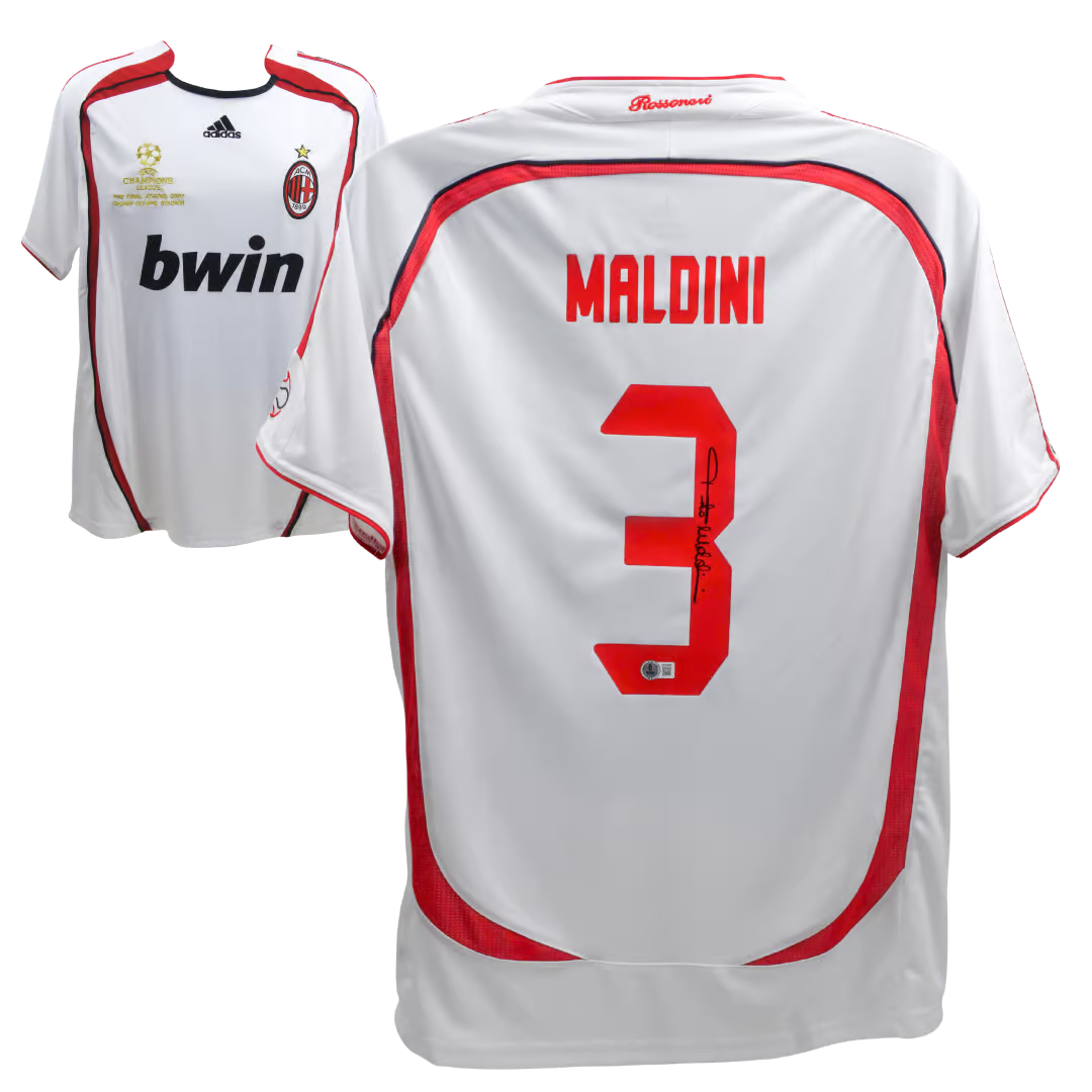 Paolo Maldini Signed AC Milan Away Soccer Jersey #3 with Beckett Witness