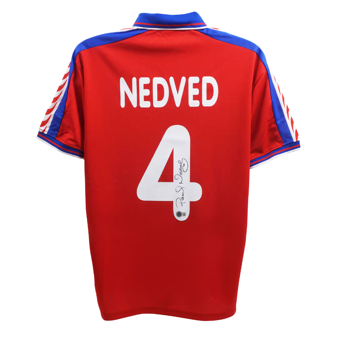 Pavel Nedved Signed Czech Republic Soccer Jersey #4 with Beckett Witness