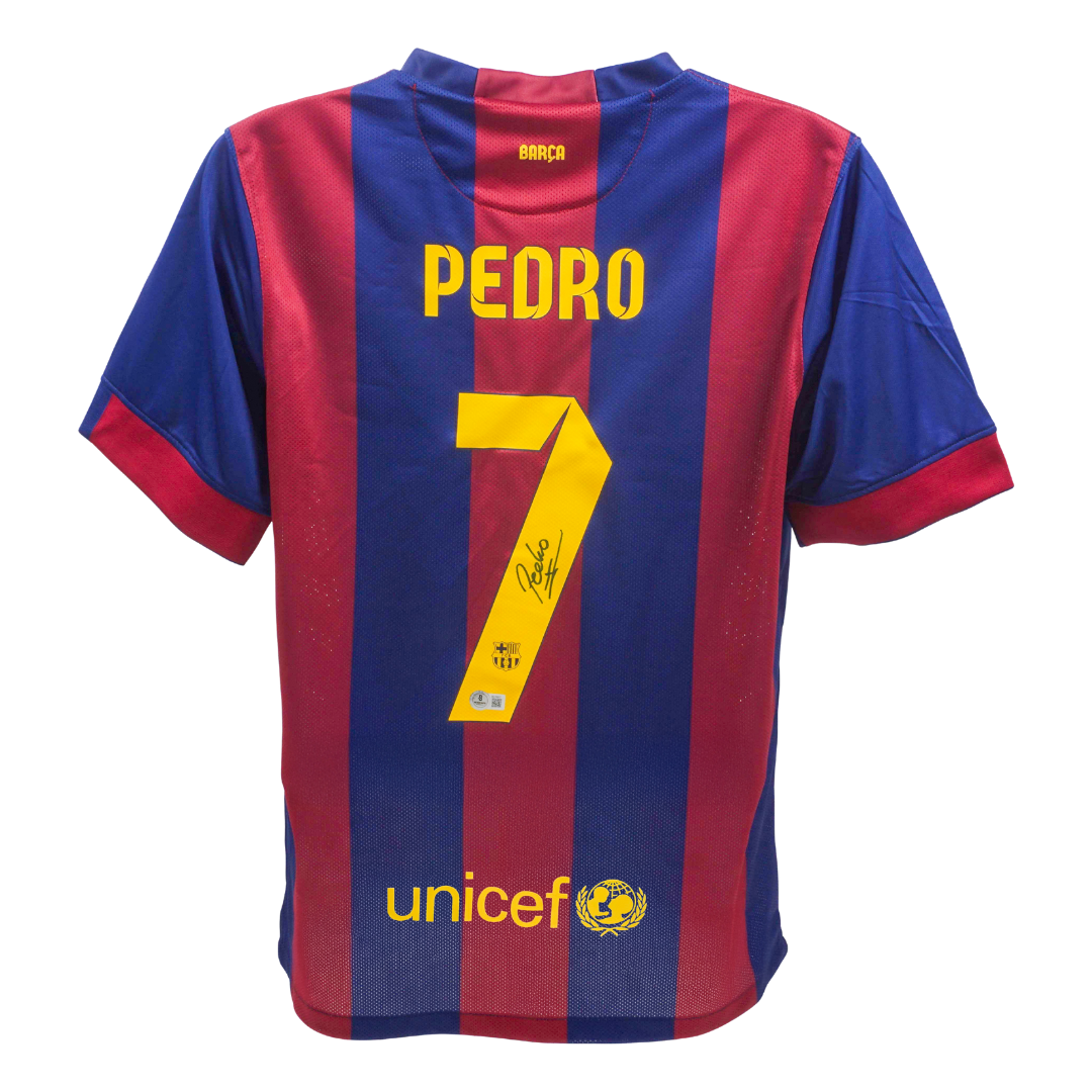 Pedro Signed FC Barcelona Home Soccer Jersey #7 with Beckett COA