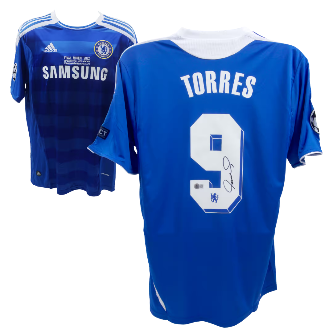 Fernando Torres Signed 2012 UCL Final Chelsea Soccer Jersey #9 with Beckett COA