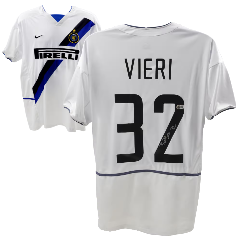 Christian Vieri Signed Inter Milan Away Soccer Jersey #32 with Beckett COA