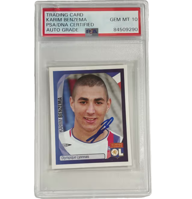 Karim Benzema Signed 2007-08 Panini Champions League Sticker – PSA 10 Autograph