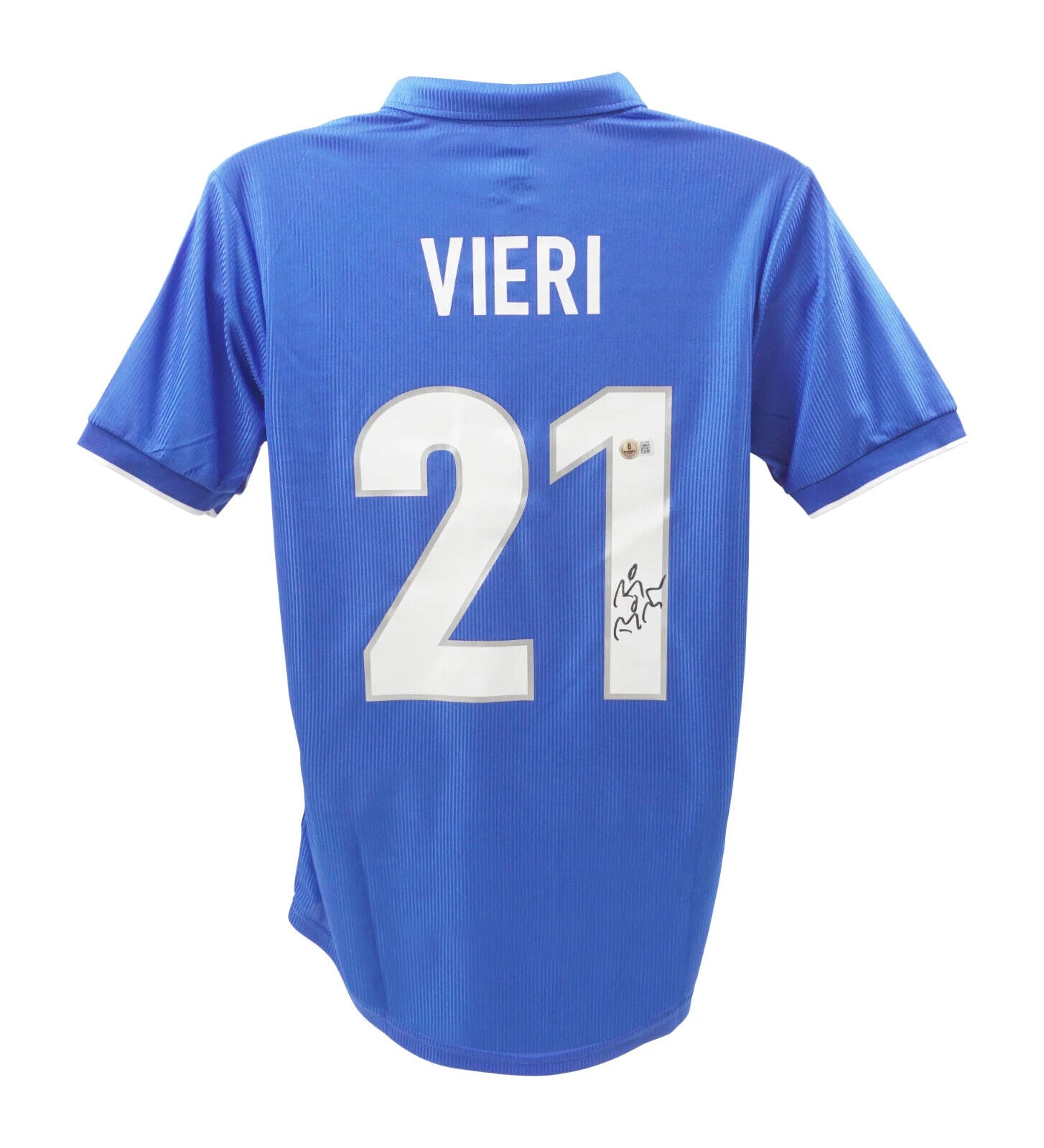 Christian Vieri Signed Italy FC Home Soccer Jersey #21 with Beckett COA