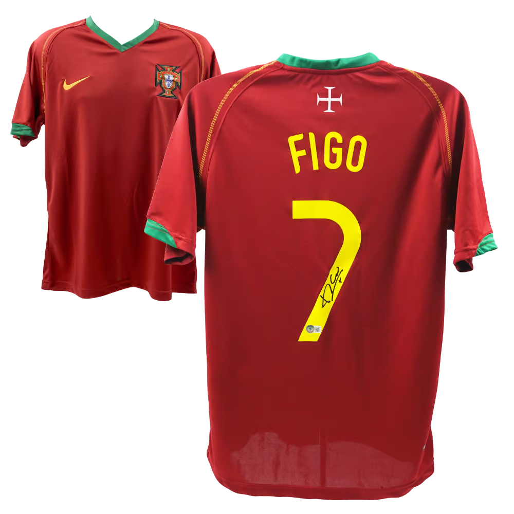 Luis Figo Signed Portugal Home Soccer Jersey #7 with Beckett COA