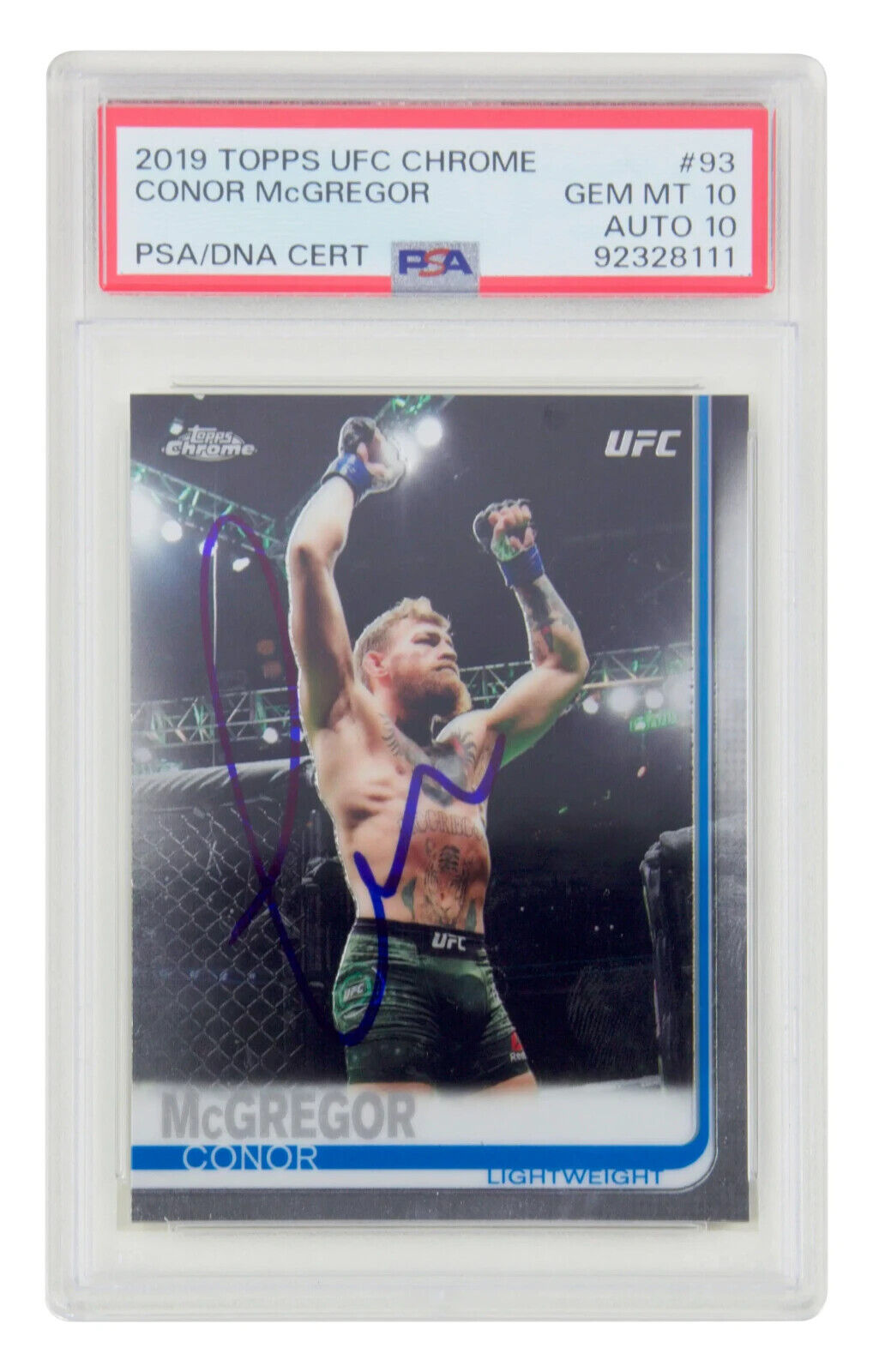 Conor McGregor Signed 2019 Topps UFC Chrome #93 – PSA 10 Autograph 10