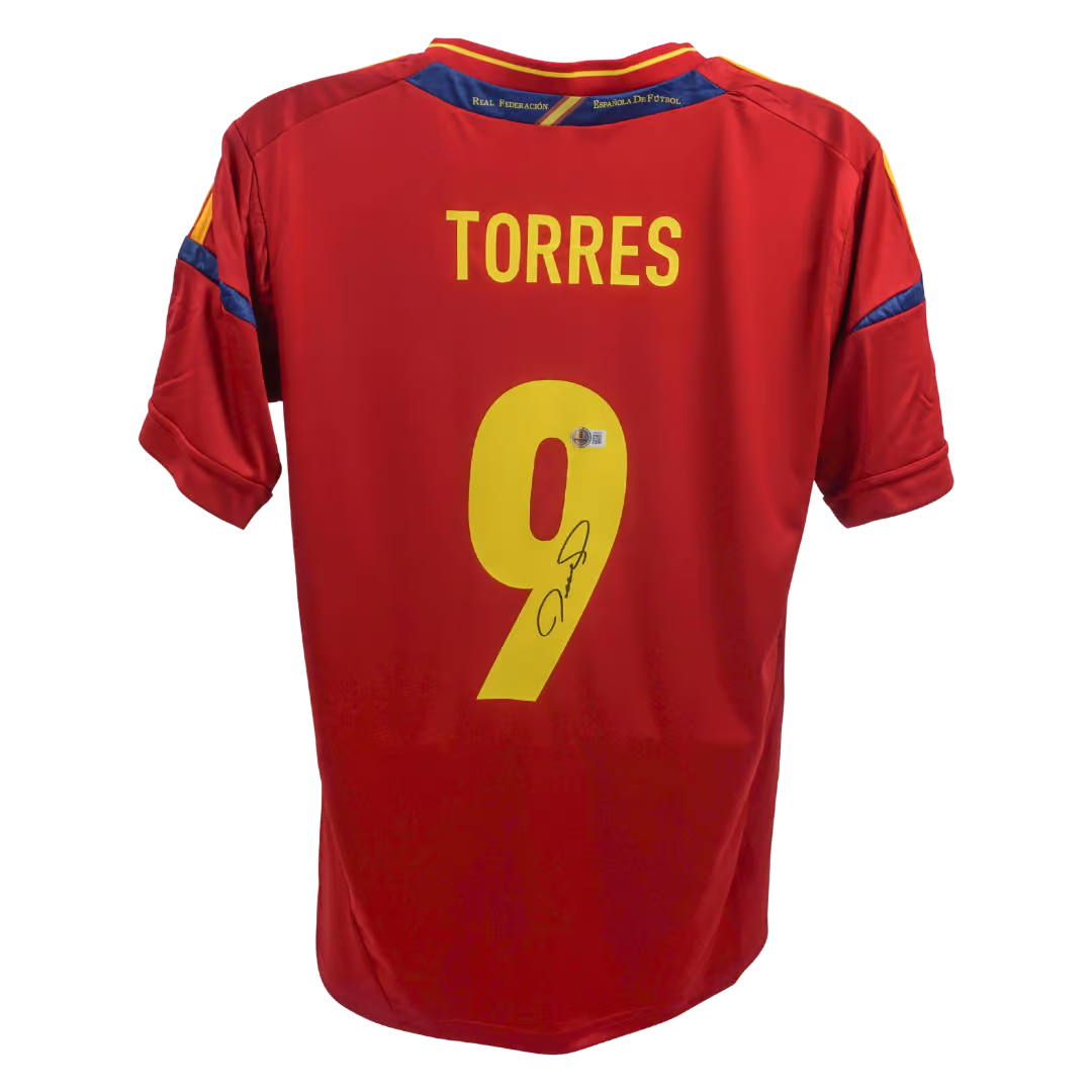 Fernando Torres Signed Spain FC Home Soccer Jersey #9 with Beckett COA