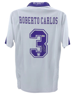 Roberto Carlos Signed Real Madrid FC Home Soccer Jersey #3 with Beckett Witness