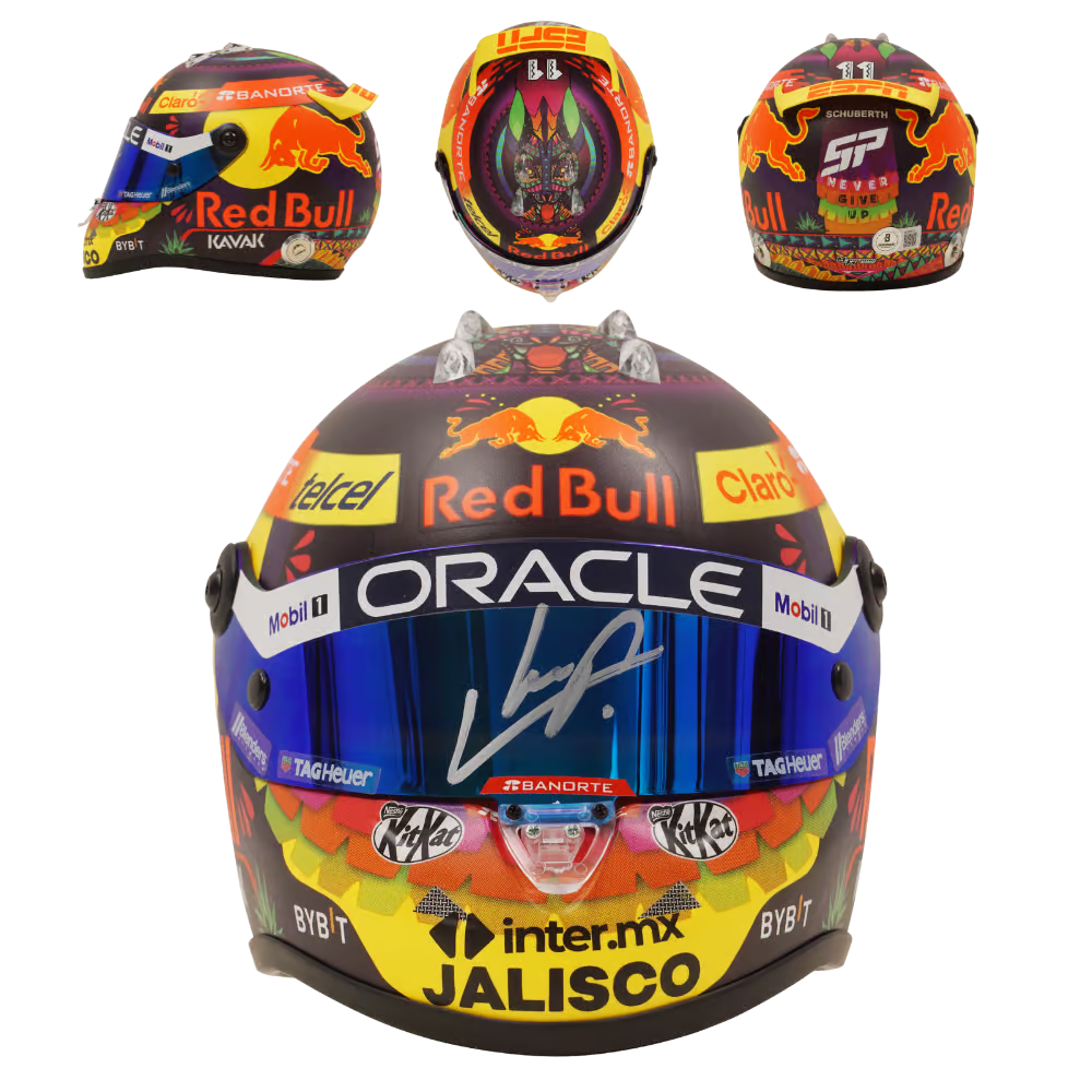 Sergio Perez Signed 2023 Mexico F1 RedBull Helmet 1:2 Scale with Beckett COA