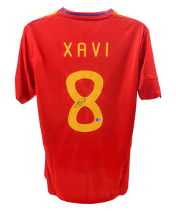 Xavi Hernandez Signed Spain FC Home Soccer Jersey #8 with Beckett COA