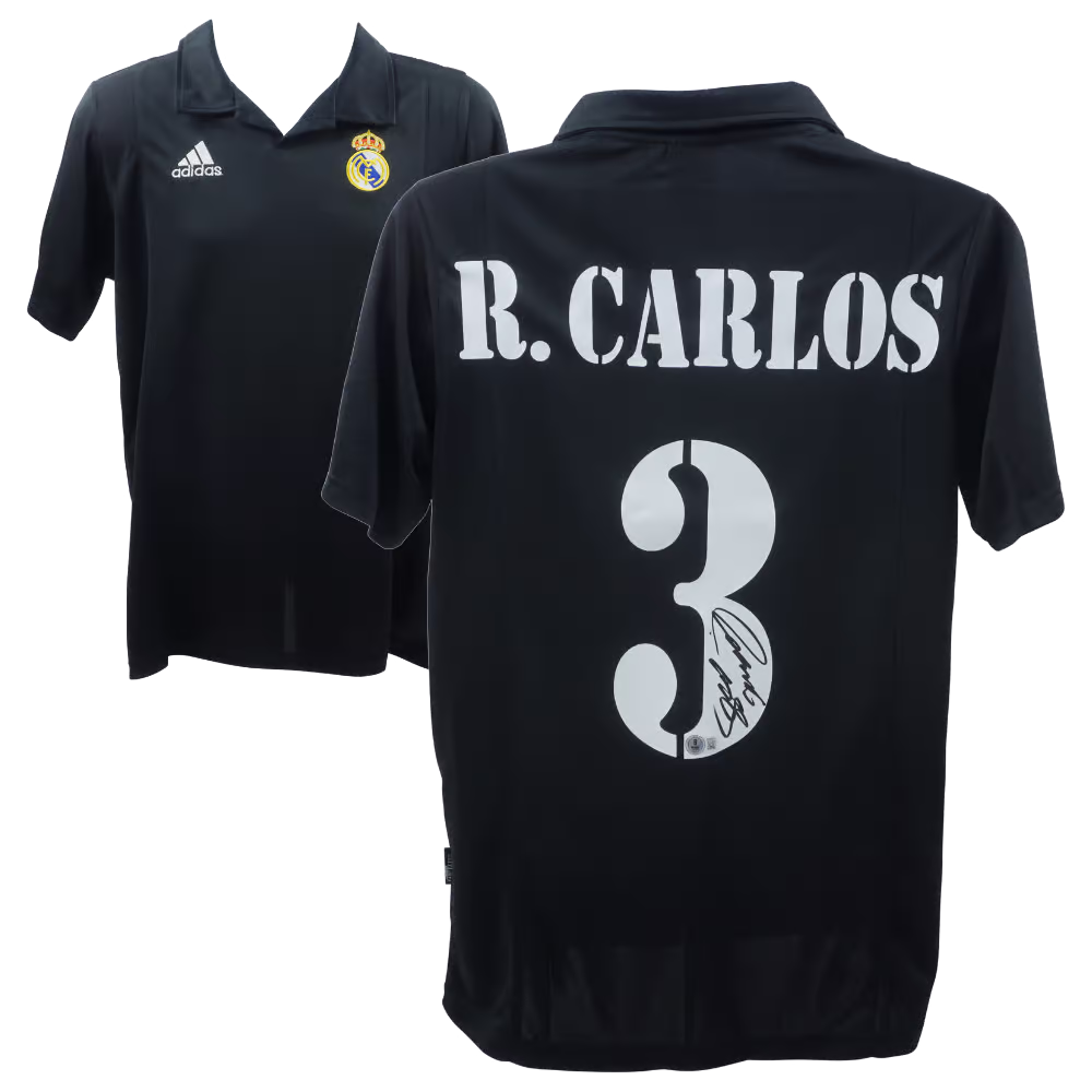 Roberto Carlos Signed Real Madrid FC Away Soccer Jersey #3 with Beckett Witness