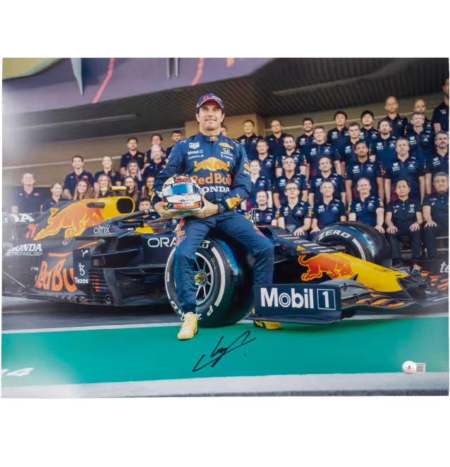 Sergio Perez Signed Formula 1 Racing Print Size 16″ x 20″ with Beckett COA