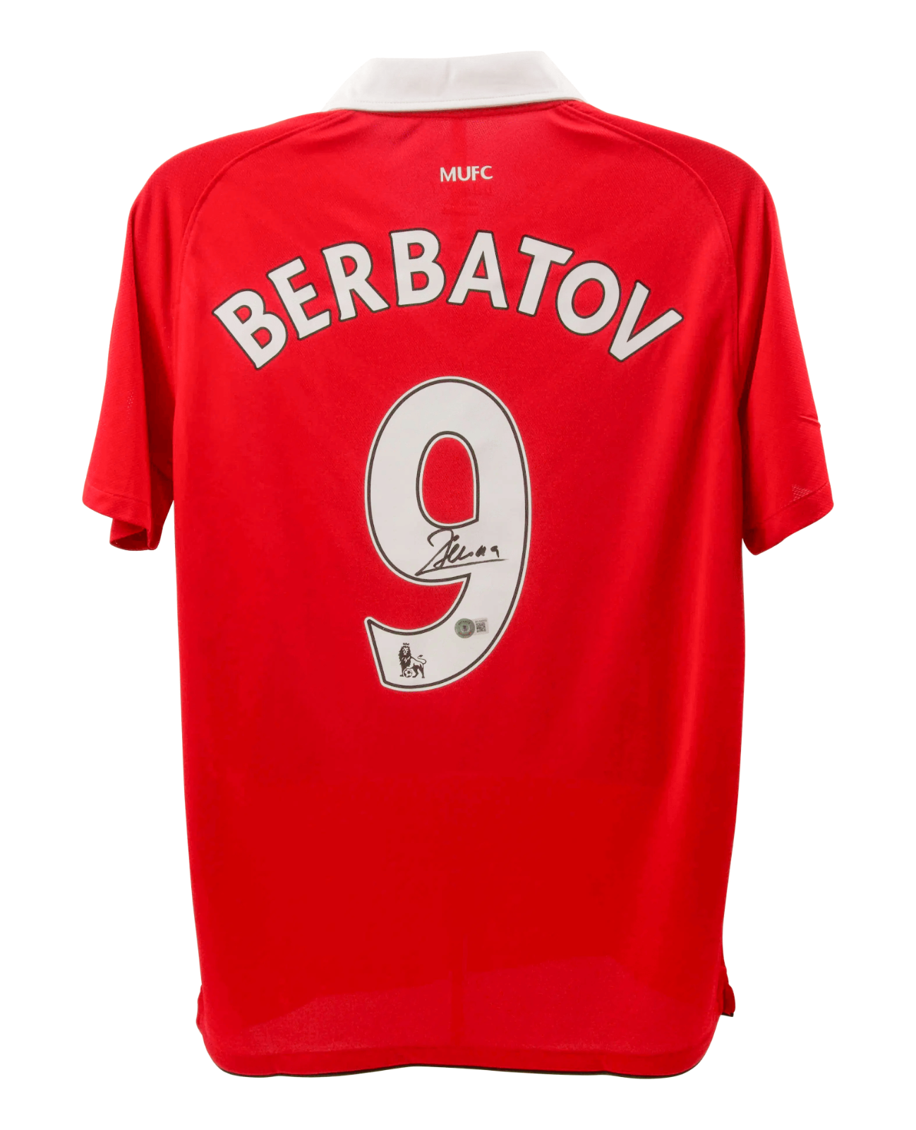 Dimitar Berbatov Signed Manchester United Home Soccer Jersey #9 with Beckett COA