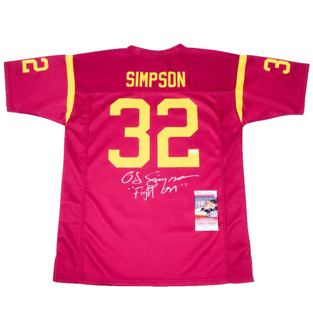 O.J. Simpson Signed Buffalo Bills Football Jersey Inscribed Fight On with JSA