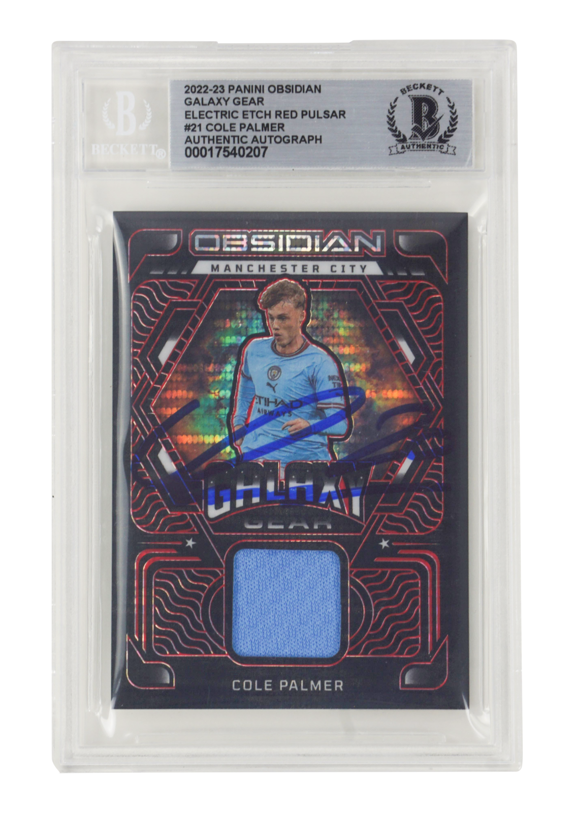 Cole Palmer Signed 2022-23 Panini Obsidian Galaxy Gear Red /44 - BGS Authentic