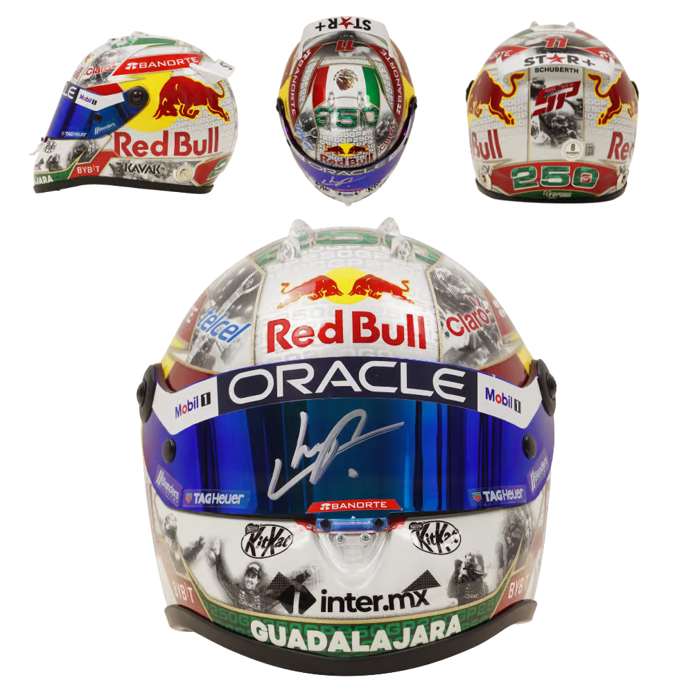 Sergio Perez Signed 2023 Formula 1 RedBull Helmet 1:2 Scale with Beckett COA