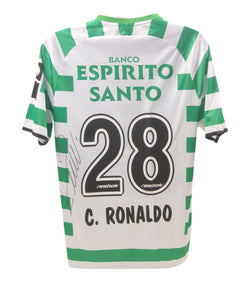 Cristiano Ronaldo Signed Sporting Lisbon Home Soccer Jersey #28 with Beckett LOA