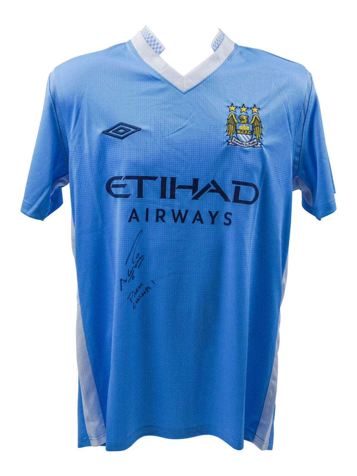 Sergio Aguero Signed Manchester City Soccer Jersey Inscribed with Beckett COA