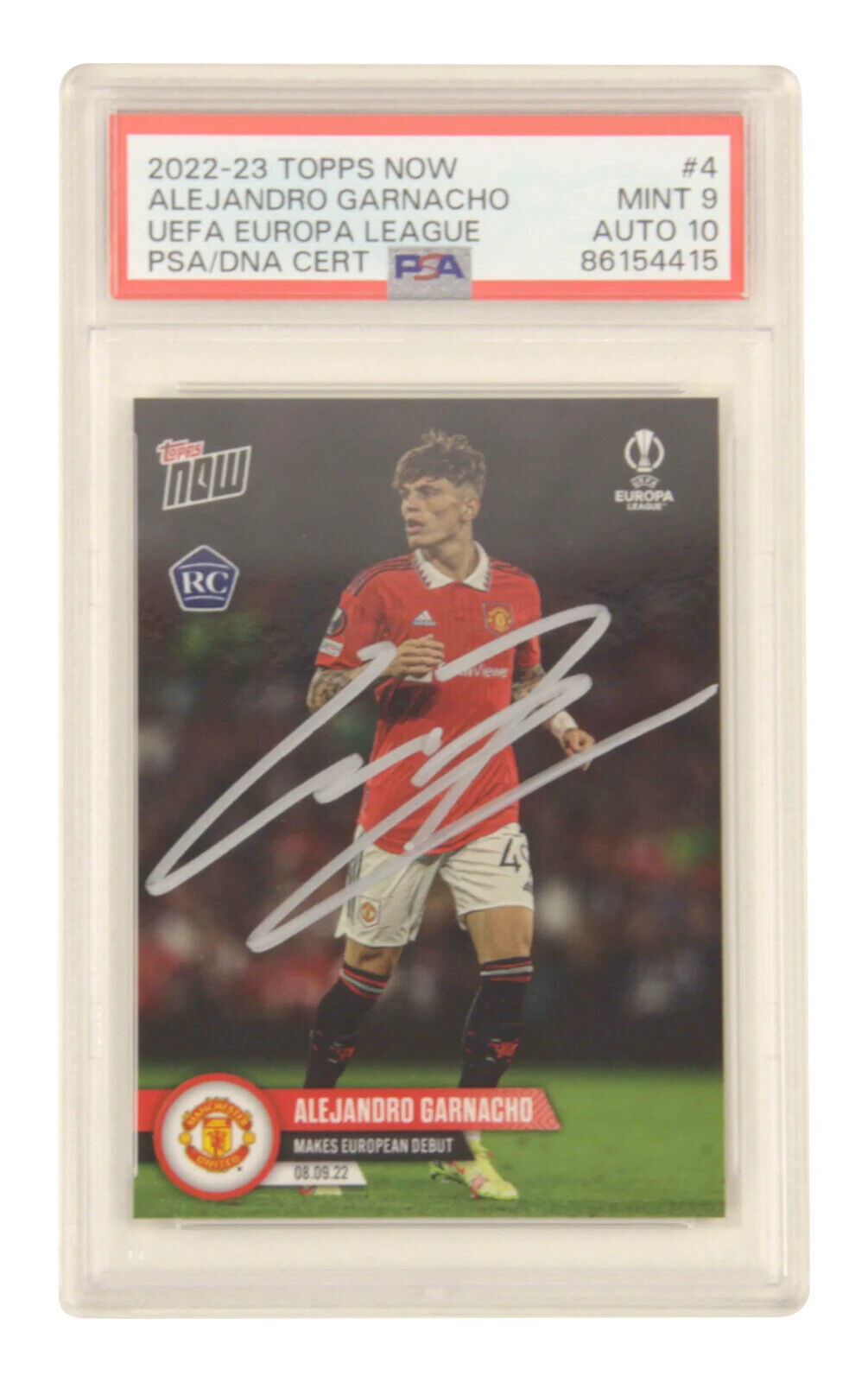 Alejandro Garnacho Signed 2022 Topps Now Pro Debut Rookie Card – PSA 9 Auto 10