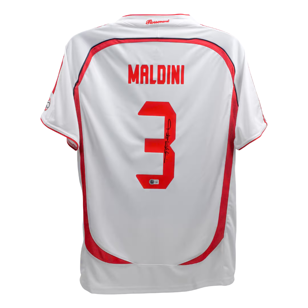 Paolo Maldini Signed AC Milan Away Soccer Jersey #3 with Beckett Witness