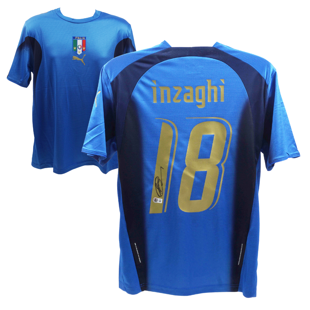 Filippo Inzaghi Signed Italy FC Home Soccer Jersey #18 with Beckett Witness