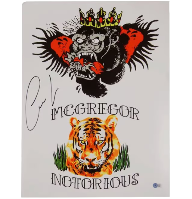 Conor McGregor Signed UFC Tattoo Designs Print Size 16″ x 20″ with Beckett COA