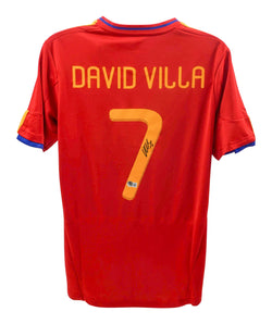 David Villa Signed Spain FC Home Soccer Jersey #7 with Beckett Witness