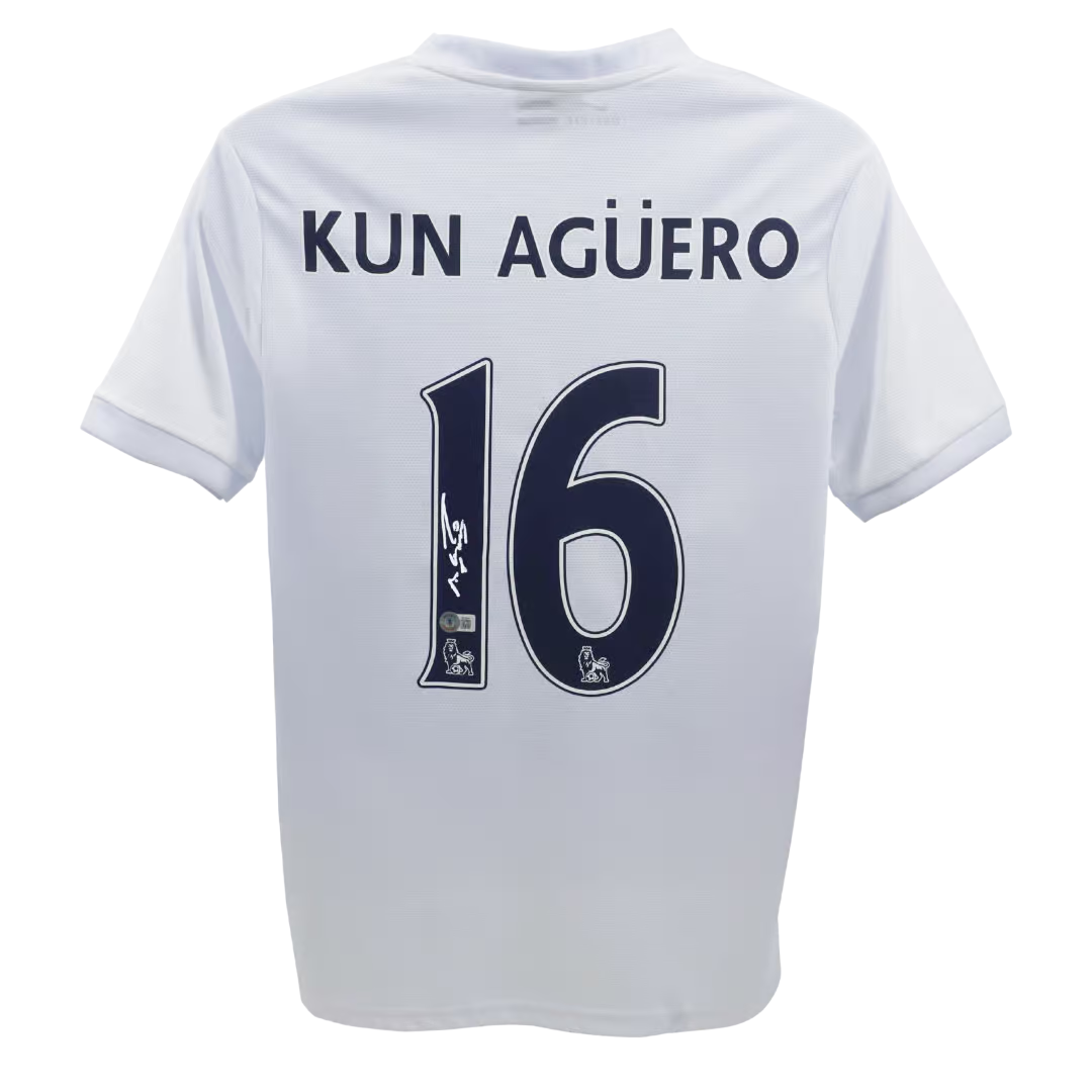 Sergio Aguero Signed Manchester City Away Soccer Jersey #16 with Beckett COA