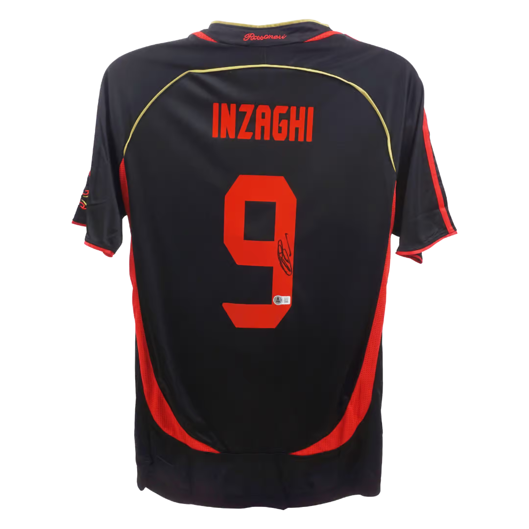 Filippo Inzaghi Signed AC Milan Away Soccer Jersey #9 with Beckett Witness