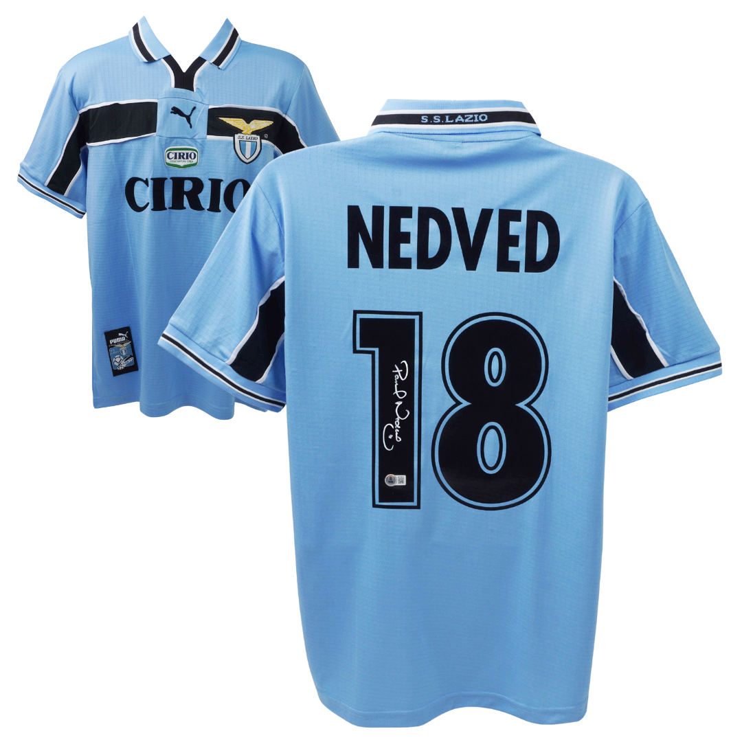 Pavel Nedved Signed S.S. Lazio Home Soccer Jersey #18 with Beckett Witness