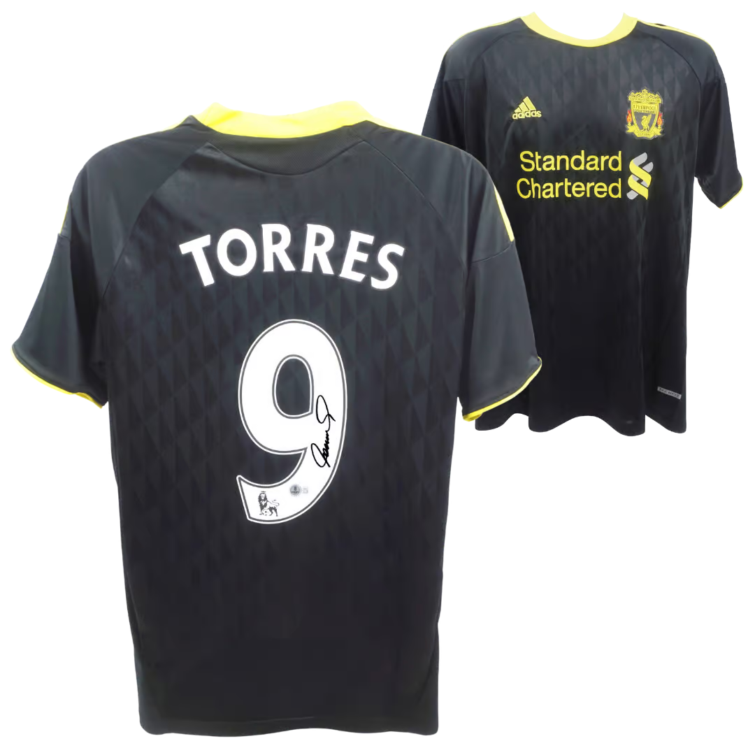 Fernando Torres Signed Liverpool FC Away Soccer Jersey #9 with Beckett COA